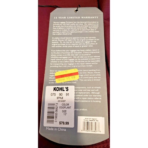 NWT - Skyway - Softside Computer/Messenger/Travel Bag - Crossbody Luggage piece - Picture 9 of 9